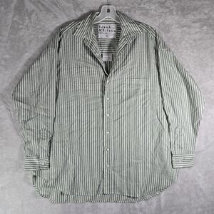 Frank & Eileen Shirley Button Up Shirt Sz XS Extra Small Green Striped Oversized